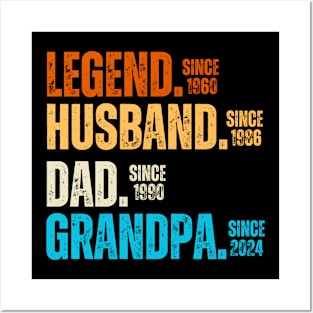 Cool Gift Ideas for Legendary Dads and Grandpas - Father's Day Family Matching - Legend Since 1960 Husband Since 1986 Dad Since 1990 Grandpa Since 2024 Posters and Art